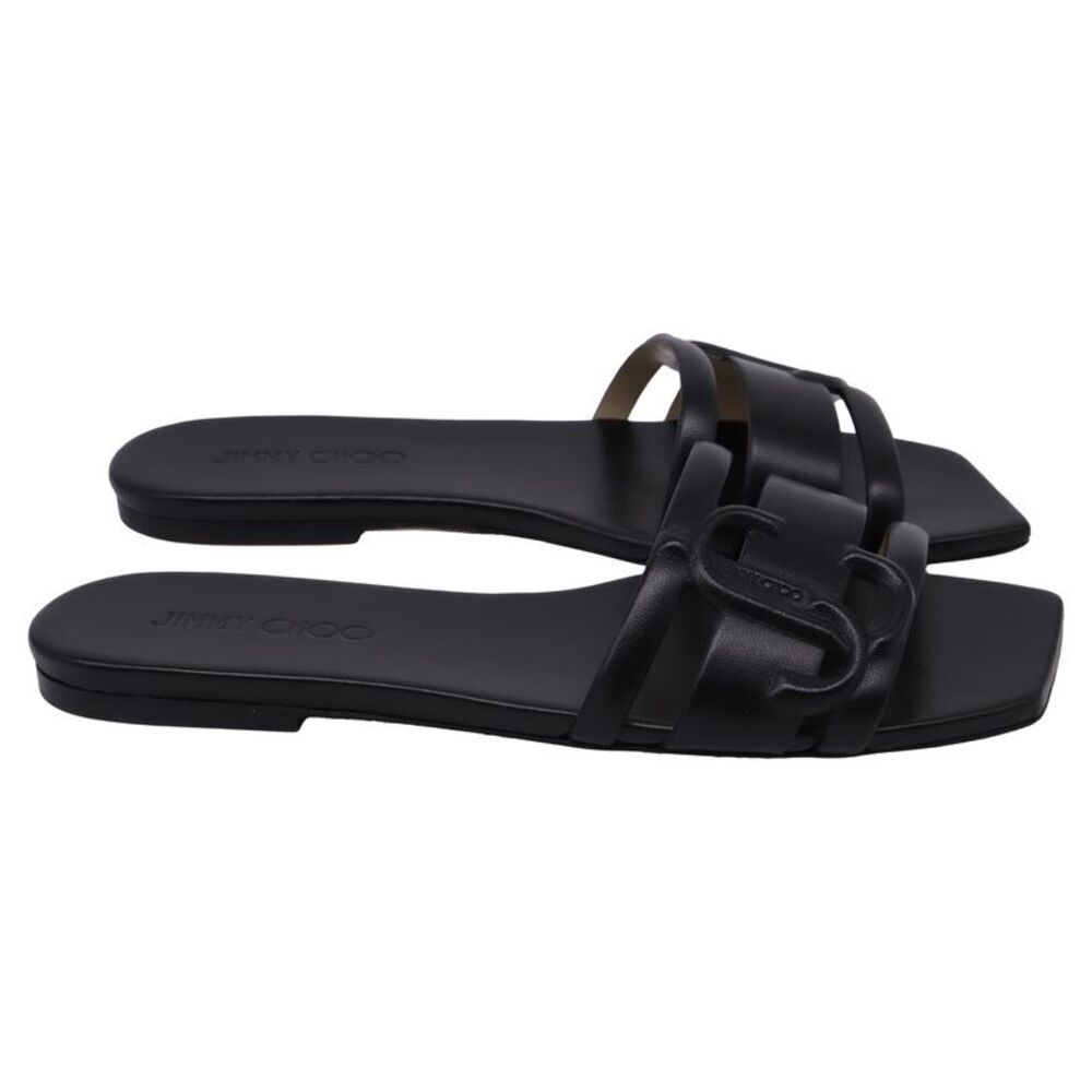 Jimmy Choo Laran Slide Sandals in Black Leather